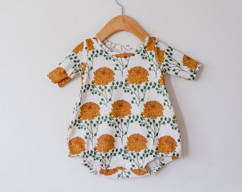 marigold bubble romper // baby girl clothing // Organic baby bubble // baby playsuit / organic baby clothes / fall baby romper