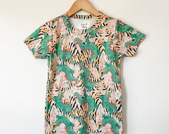 Organic Kids T-Shirt: Alligator Print, Modern Fit