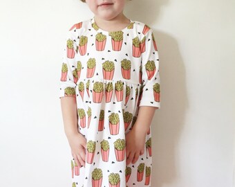 french fry dress // toddler dress // organic baby dress // organic toddler dress // elbow sleeve dress // organic baby clothes