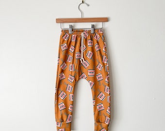 Kids ramen pants // Organic leggings instant ramen print // baby joggers //  drop crotch pants // toddler leggings / harem pants