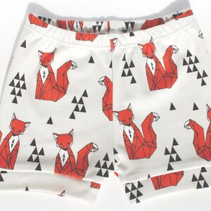 baby shorts, Organic baby shorts in geometric foxes, toddler shorts, organic baby shorts, organic toddler shorts, organic shorts image 1