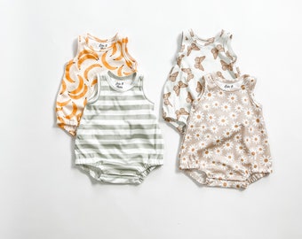 bubble romper set // organic baby romper // girls summer clothing // baby girl romper // organic baby clothes // daisy bubble romper