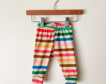 Rainbow stripe kids pants READY TO SHIP // organic baby leggings // retro toddler clothes // kids pants // gender neutral clothing
