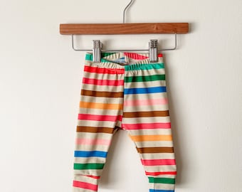 Rainbow stripe kids pants READY TO SHIP // organic baby leggings // retro toddler clothes // kids pants // gender neutral clothing