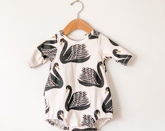 Swan bubble romper // baby girl clothes // Organic baby playsuit // baby bodysuit // organic kids clothes // toddler clothing