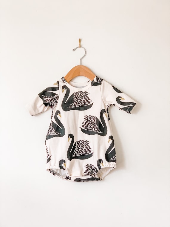 Swan Bubble Romper Baby Girl Clothes Organic Baby Playsuit