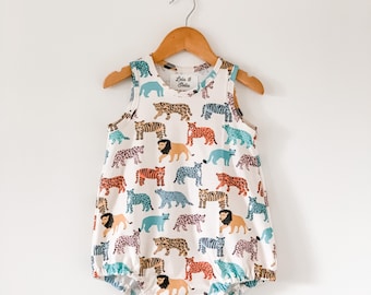 Bubble baby romper // Organic baby clothes // lion baby clothing / baby playsuit / baby clothing / tiger romper / summer baby clothes