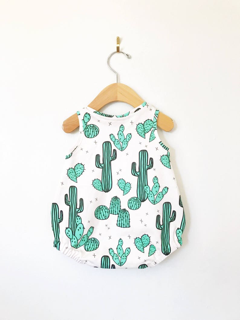 Cactus baby romper // Organic baby clothes // baby boy clothing // baby playsuit // baby girl clothes // bubble romper / summer baby clothes image 3