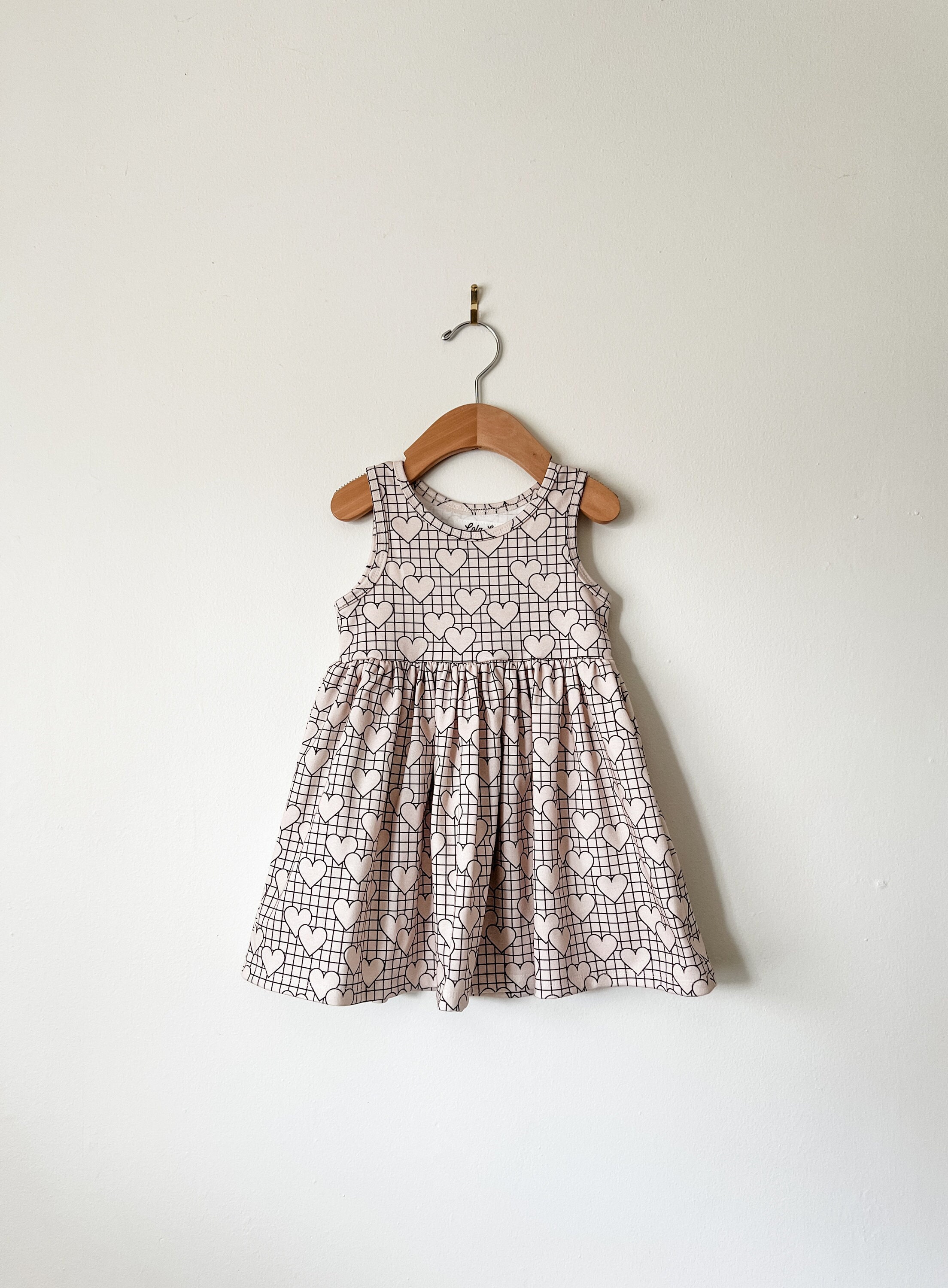 Organic Cotton Heart Grid Baby Dress