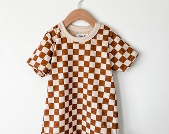Checkerboard t shirt// organic shirt  // Kids clothing / toddler clothes / baby shirt // boys top