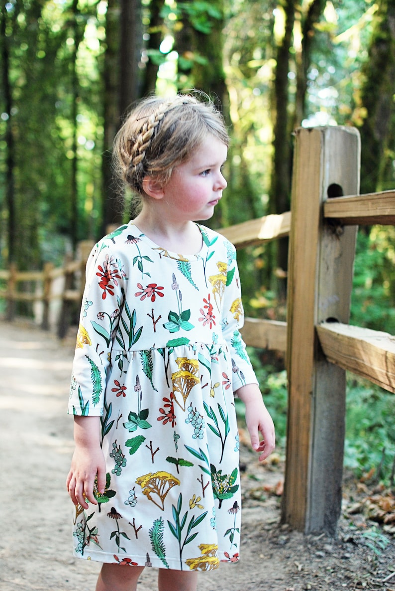 Girls dress organic floral print dress toddler dress organic baby dress organic toddler dress fall dress baby clothes