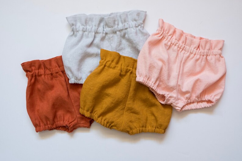 Linen Bloomers // Ruffle Top Baby Shorts // Girls Bloomers / Etsy