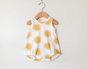 Sunshine baby romper // Organic baby clothes // baby clothing / baby playsuit / baby clothing / bubble romper / summer baby clothes