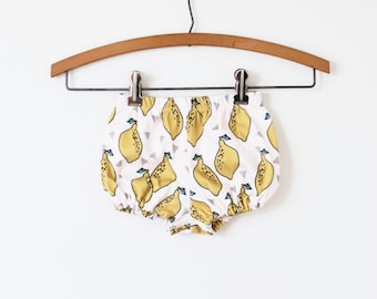 Lemon Baby Bloomers: Organic Cotton Bubble Shorts