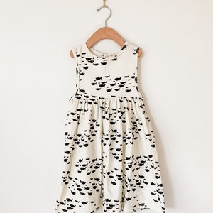 Girls dress // organic kids clothes // fish print dress // toddler clothing // summer baby clothes // open arm dress