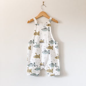 Organic overall romper in submarine print // baby romper // toddler romper // baby overalls // organic toddler clothes // baby clothes