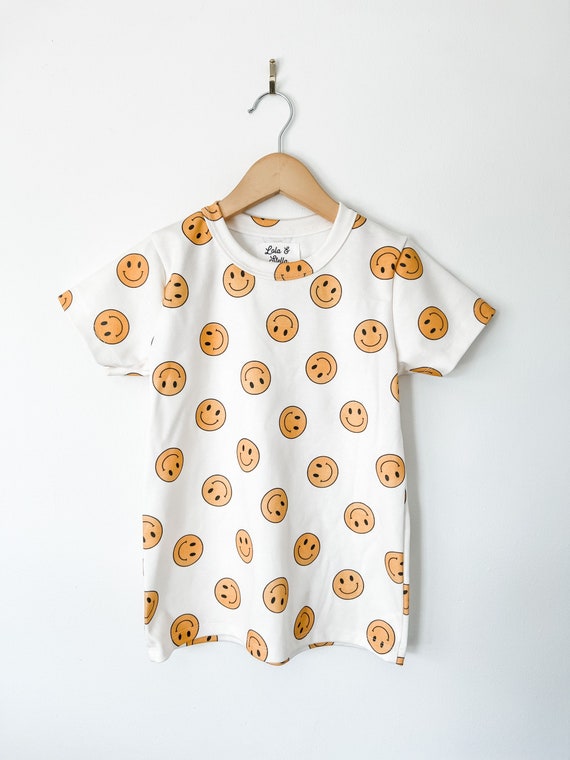 Biologisch kinder t shirt smiley face shirt kinderkleding peuterkleding grafisch t shirt babykleding biologische kinderkleding Etsy Nederland