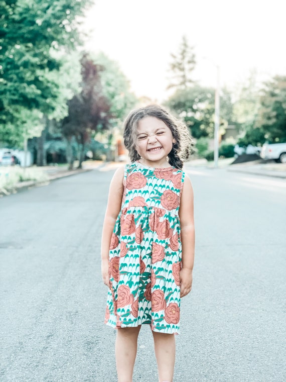 Girls Floral Dress Organic Kids Clothes Girls Dress Toddler Clothing Summer Baby Clothes Open Arm Dress Tank Dress Etsy UK