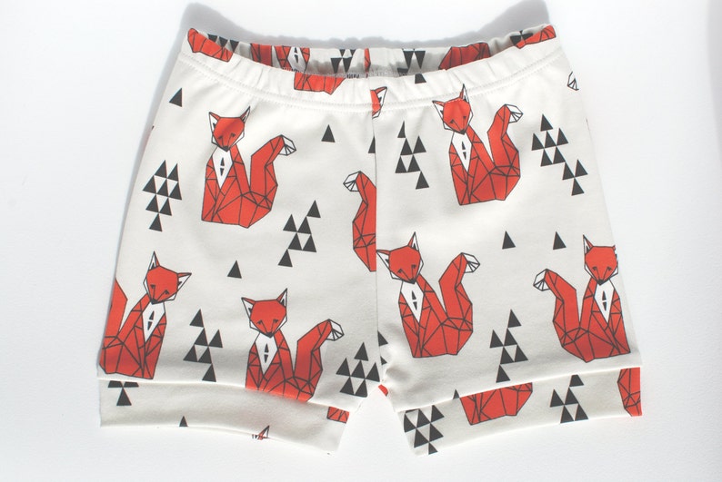 baby shorts, Organic baby shorts in geometric foxes, toddler shorts, organic baby shorts, organic toddler shorts, organic shorts image 4