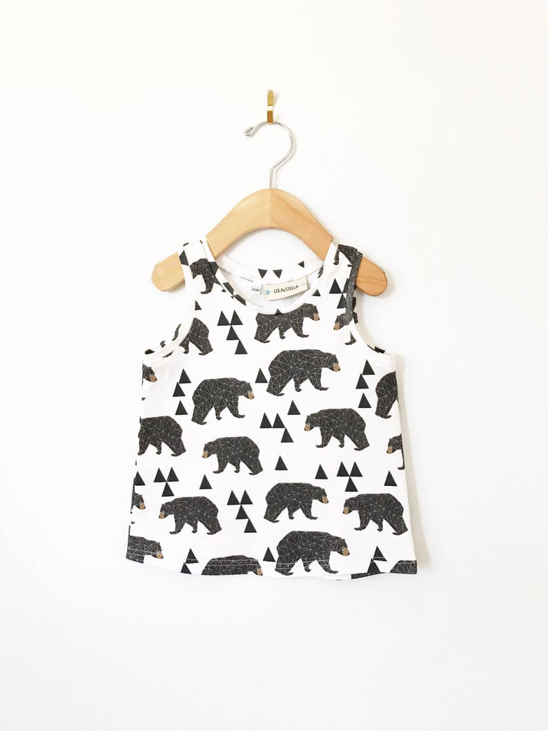 bear tank top // Organic baby clothes // bear shirt // kids clothes // boys clothing // summer clothes // baby shirt // toddler shirt image 1