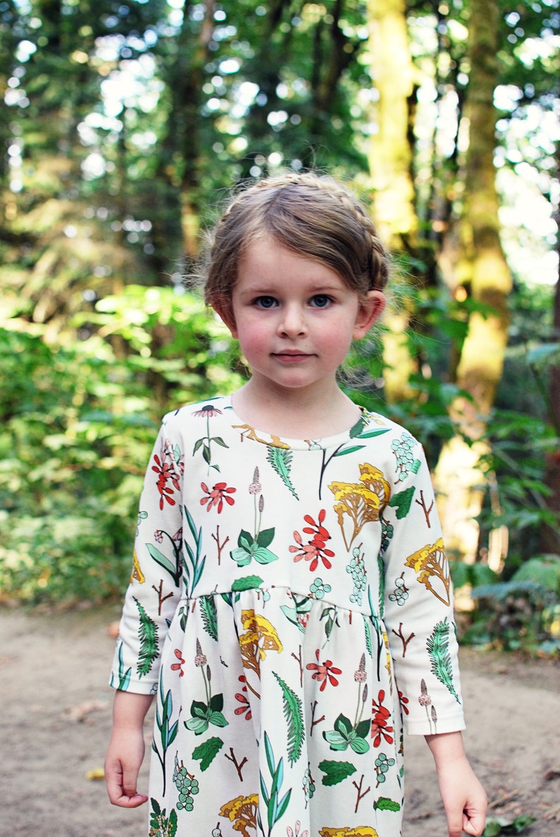 Girls dress organic floral print dress toddler dress organic baby dress organic toddler dress fall dress baby clothes