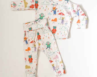 Organic Baby Clothes: Rainy Day Cats Outfit