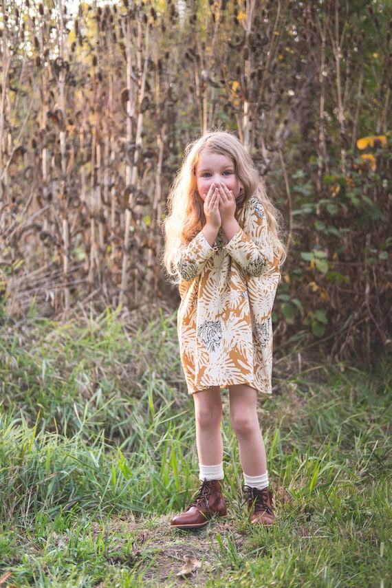 Girls Tiger Dress Organic Tunic Dress Girls Oversize Dress