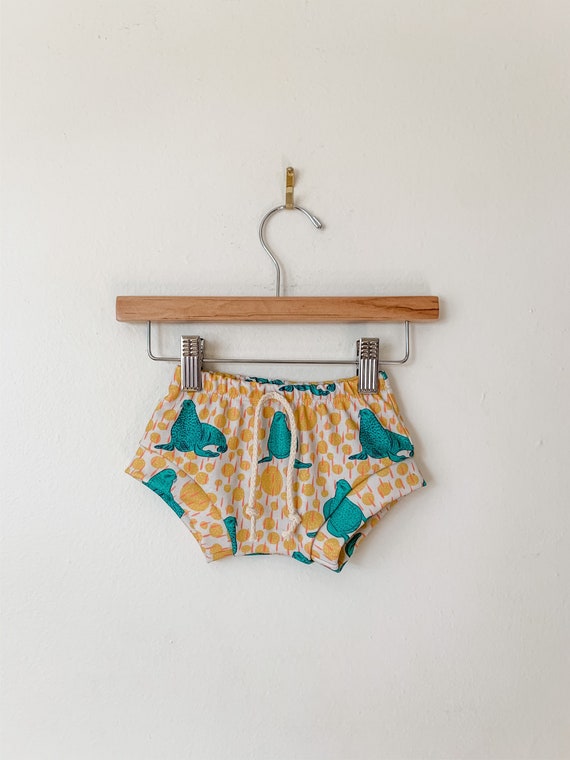Organic Cotton Baby Bummies: Seal Print Toddler Shorts