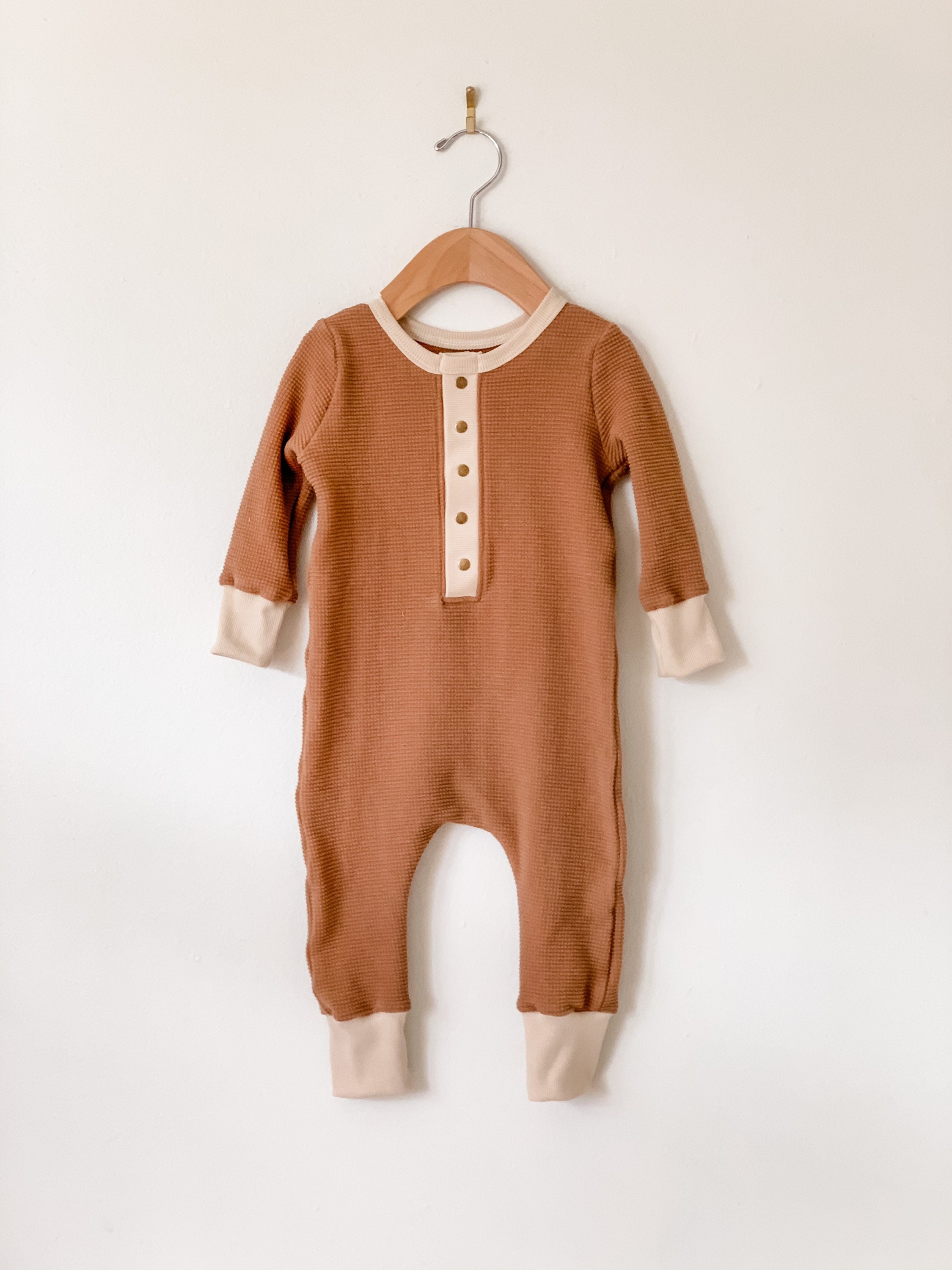 Button Front Romper // Organic Baby Boy Clothes // Waffle Etsy