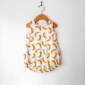 Mono de bebé de plátano // Ropa orgánica para bebé // Ropa para bebé / Mono para bebé / Ropa para bebé / Mono de burbuja / Ropa de bebé de verano