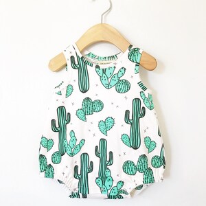 Cactus baby romper // Organic baby clothes // baby boy clothing // baby playsuit // baby girl clothes // bubble romper / summer baby clothes image 4