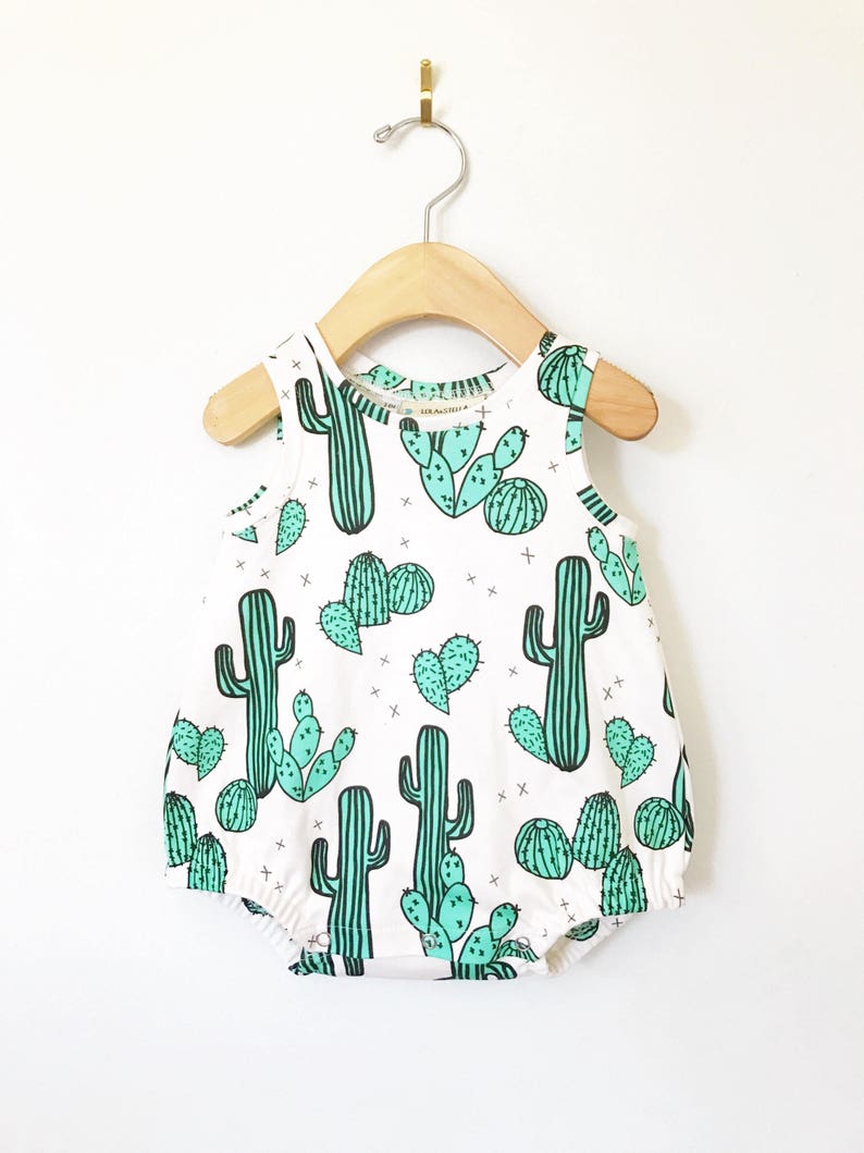 Cactus baby romper // Organic baby clothes // baby boy clothing // baby playsuit // baby girl clothes // bubble romper / summer baby clothes image 4