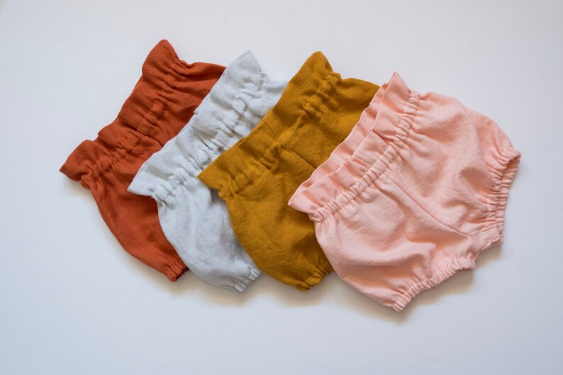 Linen Bloomers // Ruffle Top Baby Shorts // Girls Bloomers / Etsy