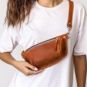 Personalisierte Leder Bauchtasche, Leder Hüfttasche, Leder Gürteltasche, Leder Crossbody Tasche für Männer, Braune Gürteltasche, Gürteltasche