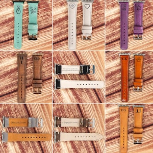 personalized laser engraved custom leather fitbit versa 4 3 2 1 lite sense watch straps for her him birthday gift