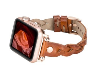 Braided Leather Fitbit Band: Slim Beaded Strap for Versa, Inspire