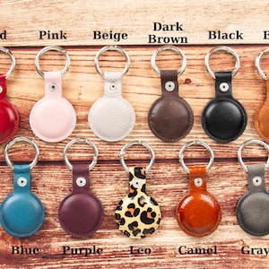 Personalized Leather AirTag Holder | Custom Leather AirTag Keychain | Protective Case Cover for AirTag | AirTag Keyring | Company Gift