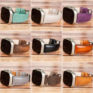 handmade genuine leather fitbit watch bands for women men