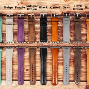green beige purple antique dark brown black camel gray leather fitbit watch bands with hardwares