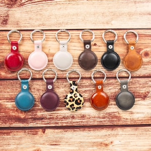 Personalized Leather AirTag Holder | Custom Leather AirTag Keychain | Protective Case Cover for AirTag | AirTag Keyring | Birthday Gift Her