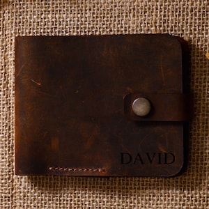 Cartera de cuero personalizada para hombres, tarjetero personalizado con iniciales grabadas en cuero, regalo de San Valentín para novio o esposo