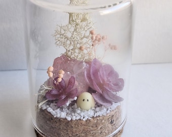 Handmade Miniature Pet Ghost in a Jar, Miniature Art Shelf Decor Glass Cloche Terrarium Home Decor