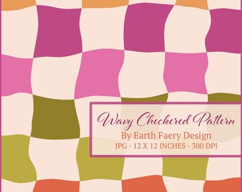 Retro Wavy Checkerboard Seamless Pattern (JPEG)