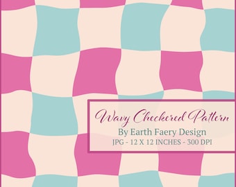 Retro Wavy Checkerboard Pattern: Seamless Fabric File (JPEG)