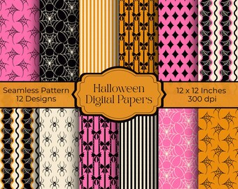 Halloween Spiderweb Digital Paper, Spooky Seamless Pattern (Digital Download)