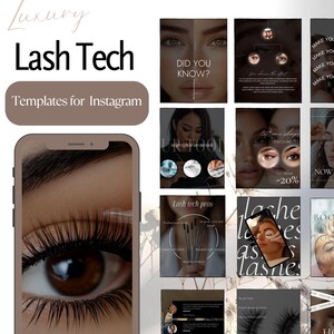Lash Tech Instagram Template Post Story |  Lash Tech Branding kit | Lash Tech Social Media | Facebook Lash Stylist templates