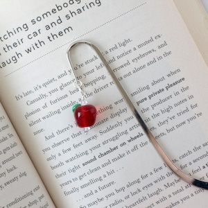Glass Apple Bookmark - Teacher Gift - Lampworked Flameworked Charm Accessory