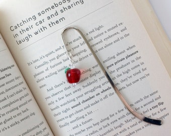 Glass Apple Bookmark - Teacher Gift - Lampworked Flameworked Charm Accessory