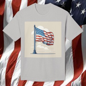 American Flag Retro Animation Shirt Patriotic USA Graphic Shirt Vintage Americana Top Fourth of July Apparel Made in USA