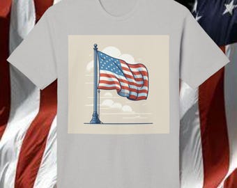 Camiseta con animación retro de la bandera estadounidense, camiseta gráfica patriótica de EE. UU., camiseta vintage americana, ropa del 4 de julio fabricada en EE. UU.